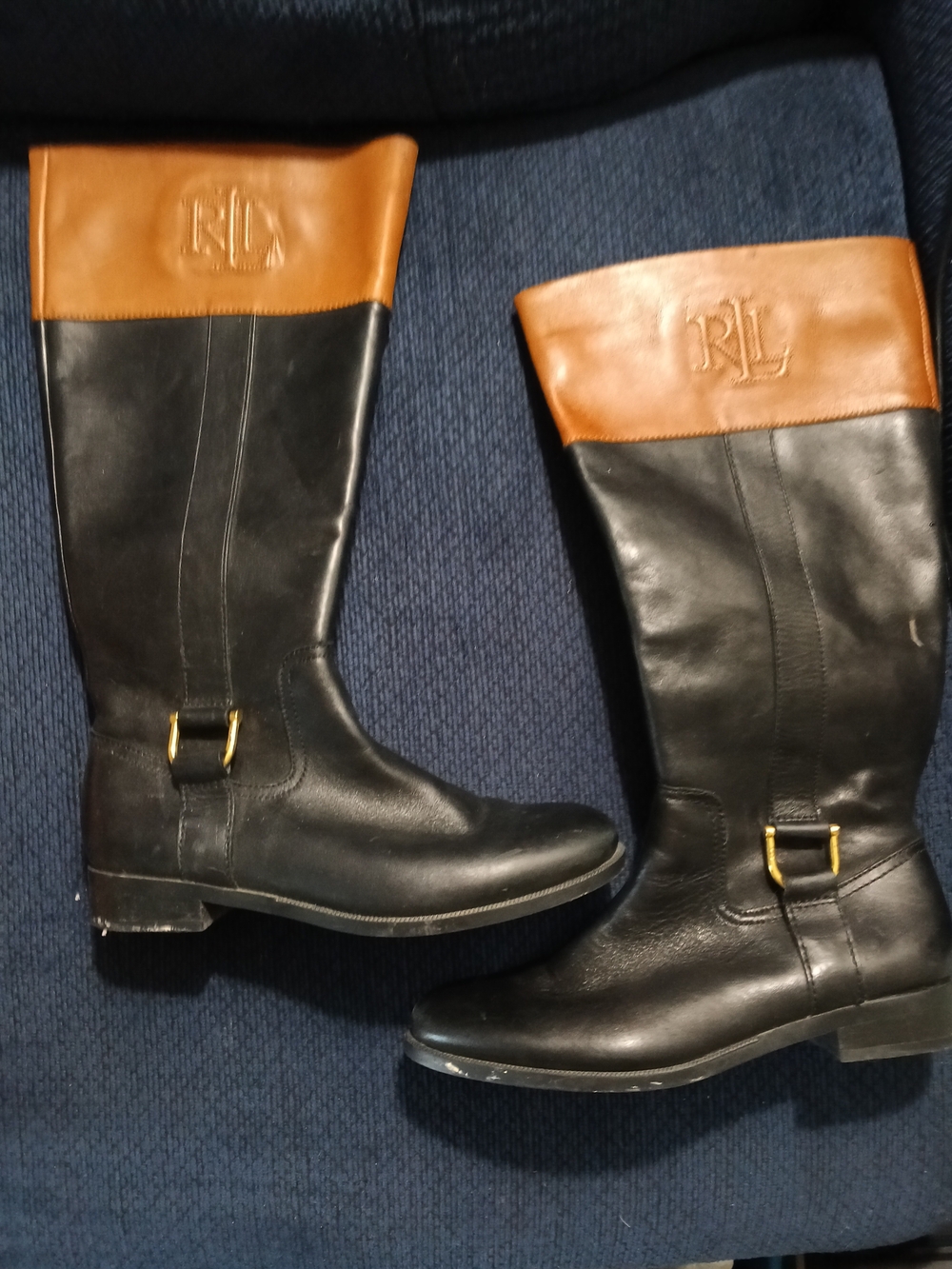 Ralph Lauren Black and Brown Leather Riding Boots